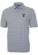 Howard Bison Cutter and Buck Virtue Eco Pique Stripe Polo Shirt - Navy Blue