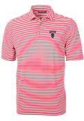Howard Bison Cutter and Buck Virtue Eco Pique Stripe Polo Shirt - Red