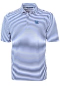 K-State Wildcats Cutter and Buck Virtue Eco Pique Stripe Polo Shirt - Blue