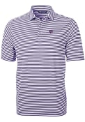 K-State Wildcats Cutter and Buck Virtue Eco Pique Stripe Polo Shirt - Purple