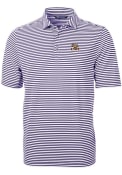 LSU Tigers Cutter and Buck Virtue Eco Pique Stripe Polo Shirt - Purple