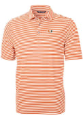 Miami Hurricanes Cutter and Buck Virtue Eco Pique Stripe Polo Shirt - Orange