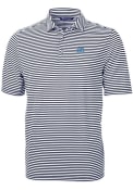 North Carolina Tar Heels Cutter and Buck Virtue Eco Pique Stripe Polo Shirt - Navy Blue