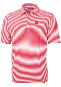 Rutgers Scarlet Knights Cutter and Buck Virtue Eco Pique Stripe Polo Shirt - Red