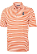 Syracuse Orange Cutter and Buck Virtue Eco Pique Stripe Polo Shirt - Orange