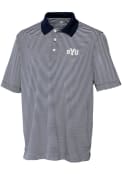 BYU Cougars Cutter and Buck Trevor Stripe Polo Shirt - Navy Blue