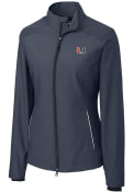 Miami Hurricanes Womens Cutter and Buck Beacon Light Weight Jacket - Black