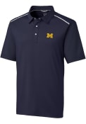 Michigan Wolverines Cutter and Buck Fusion Polo Shirt - Navy Blue