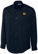 Michigan Wolverines Cutter and Buck Epic Dress Shirt - Navy Blue