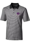 Cutter and Buck Mens Black K-State Wildcats Forge Tonal Stripe Polo Shirt