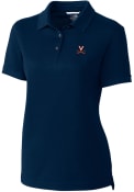 Virginia Cavaliers Womens Cutter and Buck Advantage Pique Polo Shirt - Navy Blue