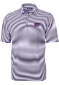 Cutter and Buck Mens Purple K-State Wildcats Virtue Eco Pique Stripe Polo Shirt