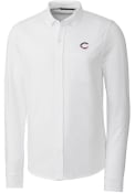 Cincinnati Reds Cutter and Buck Advantage Tri-Blend Pique Dress Shirt - White