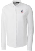 New York Yankees Cutter and Buck Advantage Tri-Blend Pique Dress Shirt - White