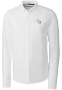 Tampa Bay Rays Cutter and Buck Advantage Tri-Blend Pique Dress Shirt - White