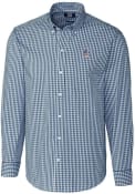 Miami Marlins Cutter and Buck Easy Care Gingham Dress Shirt - Navy Blue