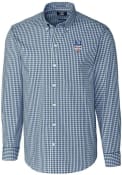 New York Mets Cutter and Buck Easy Care Gingham Dress Shirt - Navy Blue