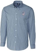 San Francisco Giants Cutter and Buck Easy Care Gingham Dress Shirt - Navy Blue