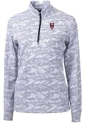 New York Mets Womens Cutter and Buck Traverse Camo 1/4 Zip Pullover - Charcoal