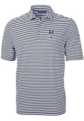 New York Mets Cutter and Buck Virtue Eco Pique Stripe Polos Shirt - Navy Blue