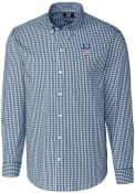 New York Mets Cutter and Buck Easy Care Stretch Gingham T-Shirt - Navy Blue