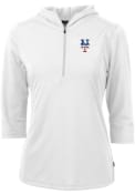 New York Mets Womens Cutter and Buck Virtue Eco Pique Hooded Sweatshirt - White