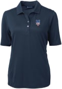 New York Mets Womens Cutter and Buck Virtue Eco Pique Polo Shirt - Navy Blue
