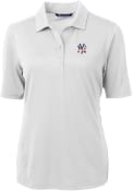 New York Yankees Womens Cutter and Buck Virtue Eco Pique Polo Shirt - White