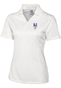 New York Mets Womens Cutter and Buck Drytec Genre Textured Polo Shirt - White