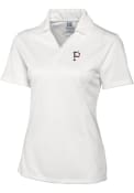 Pittsburgh Pirates Womens Cutter and Buck Drytec Genre Textured Polo Shirt - White