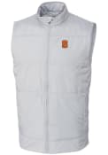 Syracuse Orange Cutter and Buck Stealth Hybrid Quilted Windbreaker Vest Light Weight Jacket - White