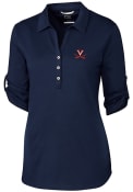 Virginia Cavaliers Womens Cutter and Buck Thrive Dress Shirt - Navy Blue
