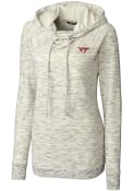 Virginia Tech Hokies Womens Cutter and Buck Tie Breaker Hooded Sweatshirt - White