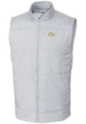 GA Tech Yellow Jackets Cutter and Buck Stealth Hybrid Quilted Windbreaker Vest Light Weight Jacket - White