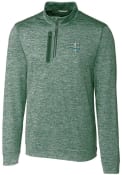 Tulane Green Wave Cutter and Buck Stealth Heathered 1/4 Zip Pullover - Green