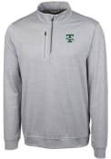 Tulane Green Wave Cutter and Buck Stealth Heathered 1/4 Zip Pullover - Grey
