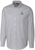 Marshall Thundering Herd Cutter and Buck Stretch Oxford Stripe Dress Shirt - Charcoal