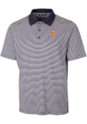 Syracuse Orange Cutter and Buck Forge Tonal Stripe Stretch Polos Shirt - Navy Blue