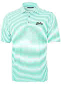 Michigan State Spartans Cutter and Buck Virtue Eco Pique Stripe Polo Shirt - Green