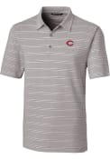 Cincinnati Reds Cutter and Buck Forge Heathered Stripe Polo Shirt - Grey