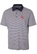 St Louis Cardinals Cutter and Buck Forge Tonal Stripe Polo Shirt - Navy Blue