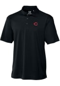Cincinnati Reds Cutter and Buck Drytec Genre Textured Polo Shirt - Black