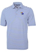 Kansas Jayhawks Cutter and Buck Virtue Eco Pique Stripe Polo Shirt - Blue