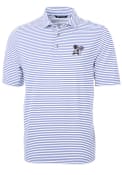 Cutter and Buck Mens Lavender K-State Wildcats Virtue Eco Pique Stripe Polo Shirt