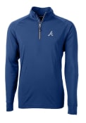 Atlanta Braves Cutter and Buck Adapt Eco Knit 1/4 Zip Pullover - Blue