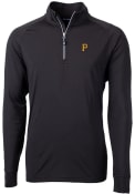 Pittsburgh Pirates Cutter and Buck Adapt Eco Knit 1/4 Zip Pullover - Black