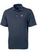 New York Yankees Cutter and Buck Virtue Eco Pique Polo Shirt - Navy Blue