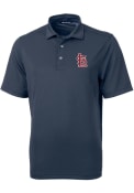 St Louis Cardinals Cutter and Buck Virtue Eco Pique Polo Shirt - Navy Blue