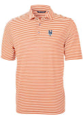 New York Mets Cutter and Buck Virtue Eco Pique Stripe Polo Shirt - Orange
