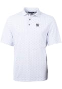 New York Yankees Cutter and Buck Virtue Eco Pique Tile Polo Shirt - White